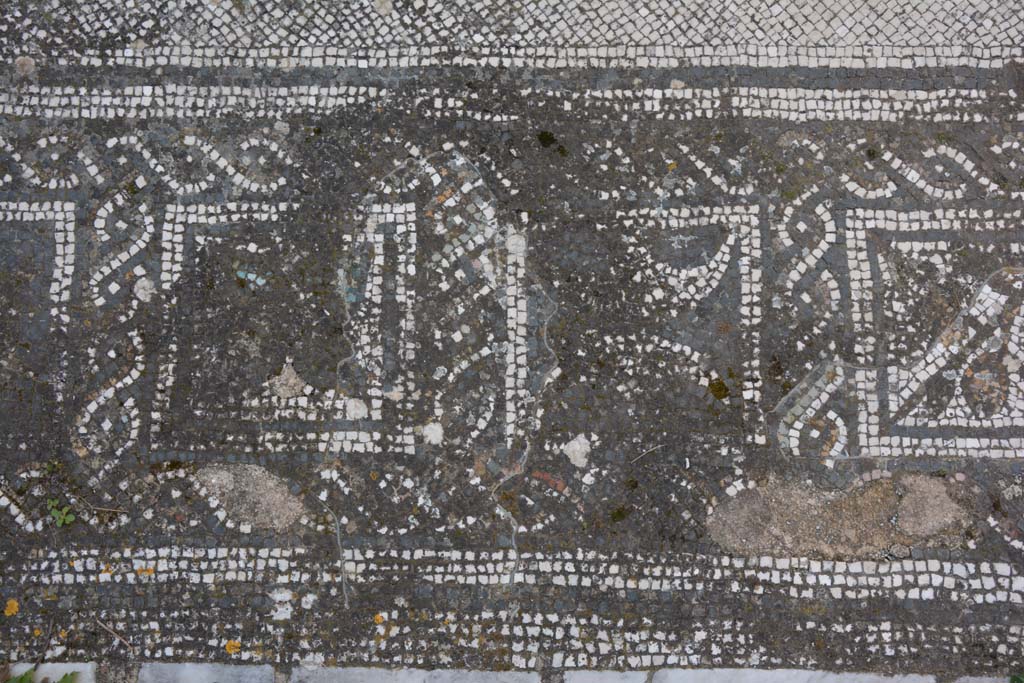 VI 15 5 Pompeii. March 2019. Tablinum 7, coloured mosaic threshold, detail starting from the south (left) side.
Foto Annette Haug, ERC Grant 681269 DCOR.

