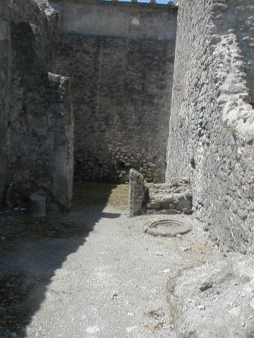 VI.16.5 Pompeii. December 2007. Remains of base of staircase against north wall.