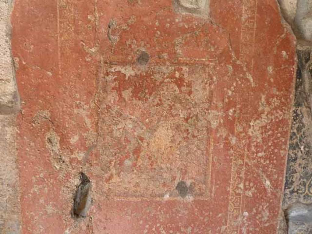 VI.16.7 Pompeii. May 2010. Room C, faded remains of wall painting of Leda and the swan? from north wall