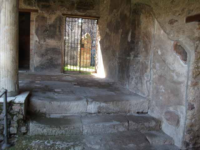 VI.16.7 Pompeii. May 2010. Looking north to doorway to kitchen and latrine.