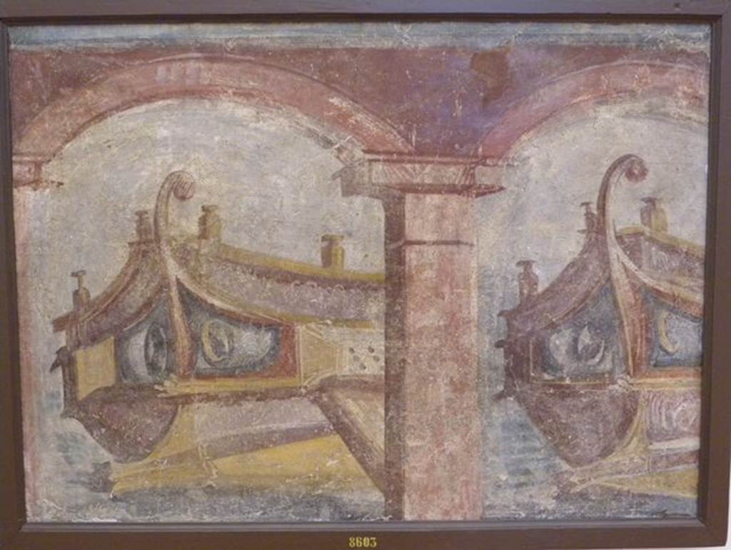 VI.17.10 Pompeii. May 2010. Wall painting found 12th November 1763. Now in Naples Archaeological Museum.  Inventory number 8603.