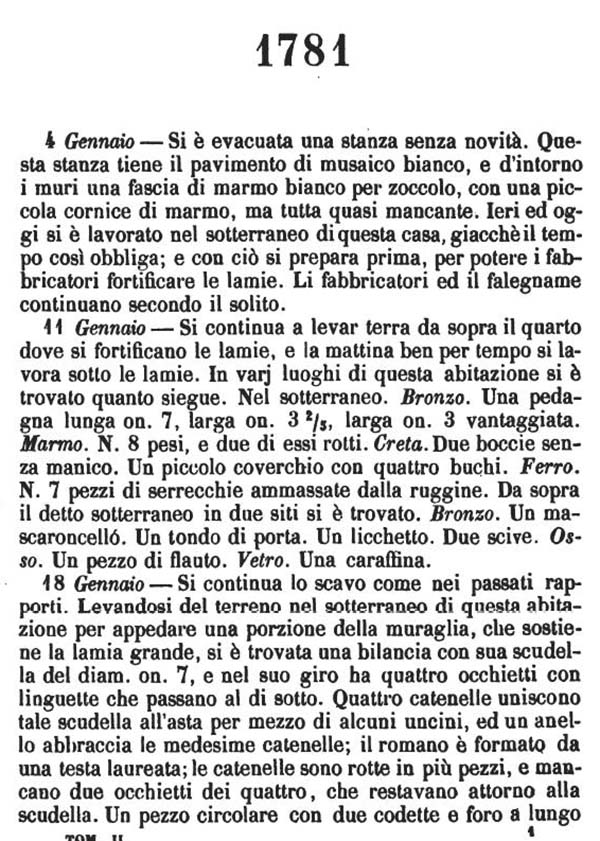 Copy of Pompeianarum Antiquitatum Historia 1, 2, Page 1 (18th January 1781).
