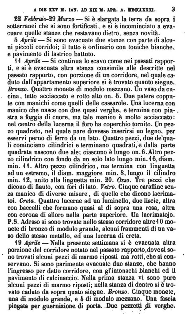 Copy of Pompeianarum Antiquitatum Historia 1, 2, Page 3, February to April 1781.