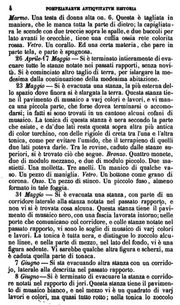 Copy of Pompeianarum Antiquitatum Historia 1, 2, Page 4, April to June 1781, and (23.5.1781)