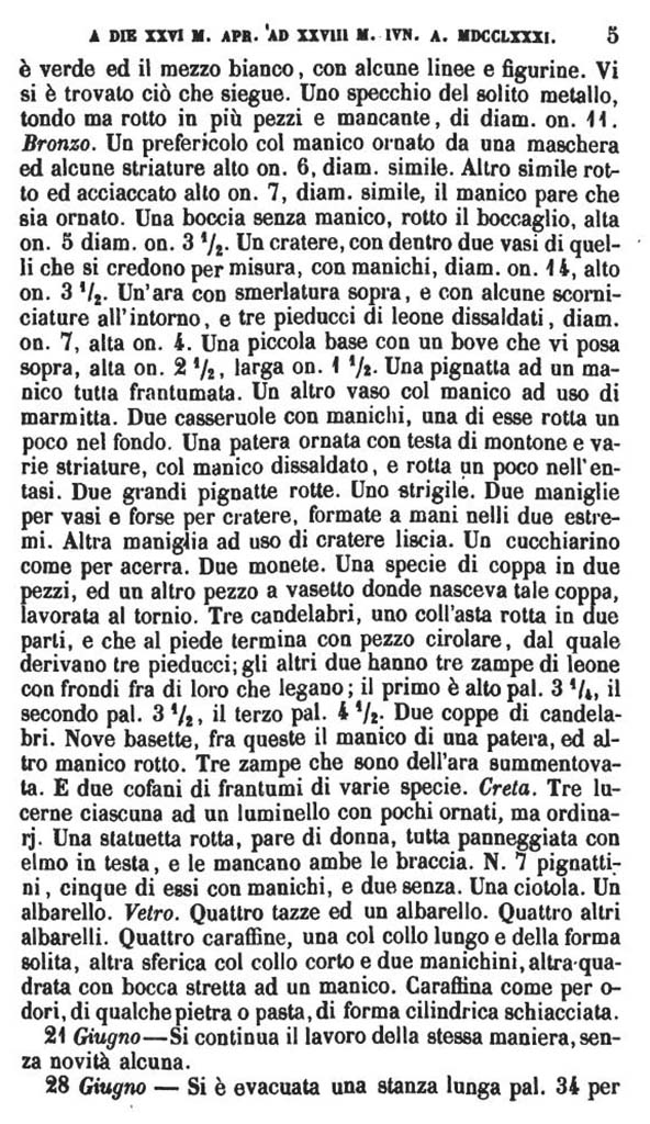 Copy of Pompeianarum Antiquitatum Historia 1, 2, Page 5, June 1781.