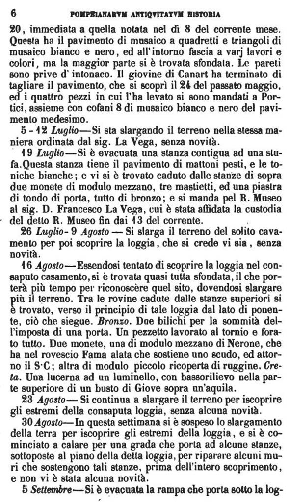 Copy of Pompeianarum Antiquitatum Historia 1, 2, Page 6, June to September 1781.