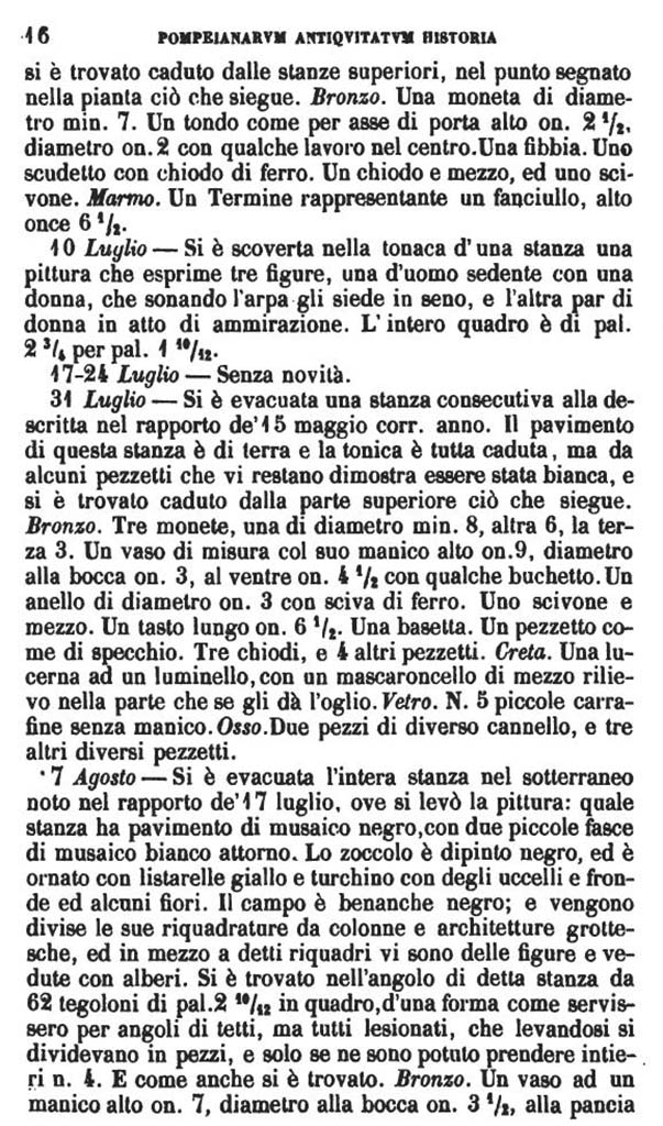 Copy of Pompeianarum Antiquitatum Historia 1, 2, Page 16, July to August 1783.