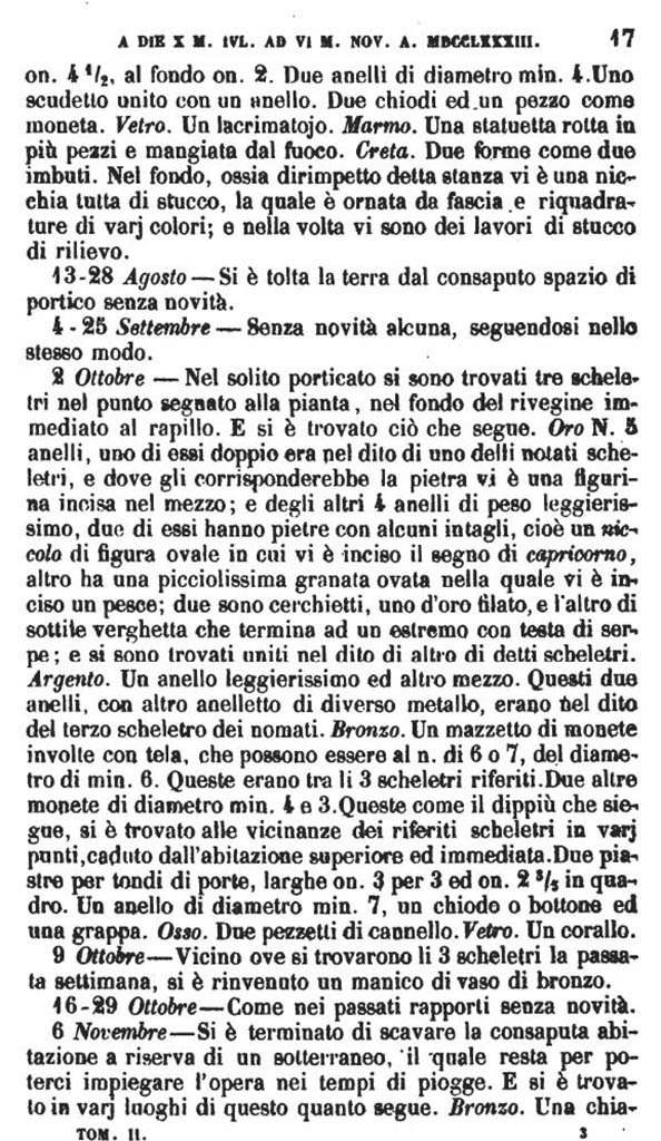 Copy of Pompeianarum Antiquitatum Historia 1, 2, Page 17, August to November 1783.