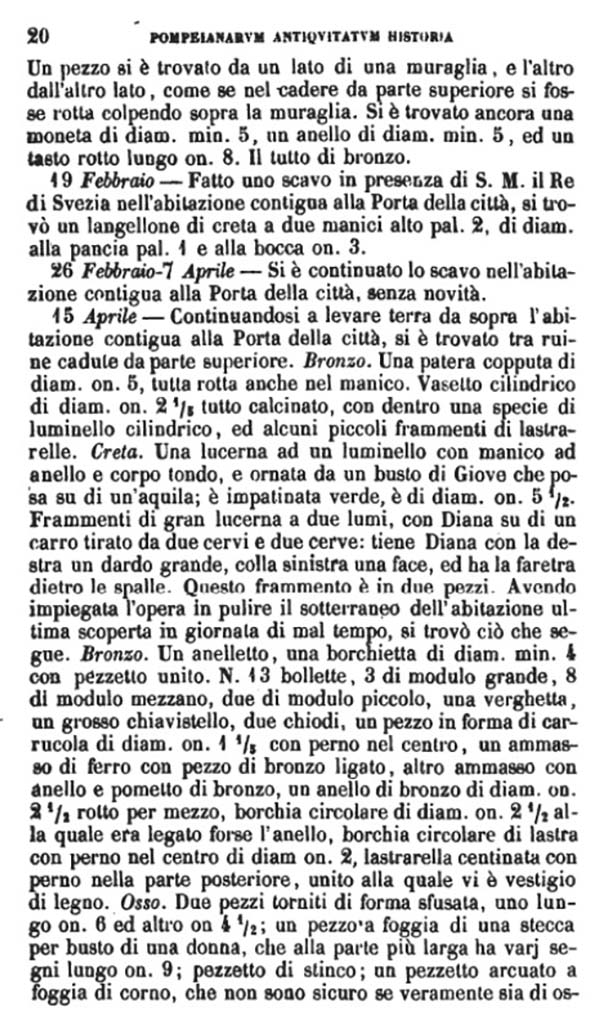 Copy of Pompeianarum Antiquitatum Historia 1, 2, Page 20, February to April 1784.