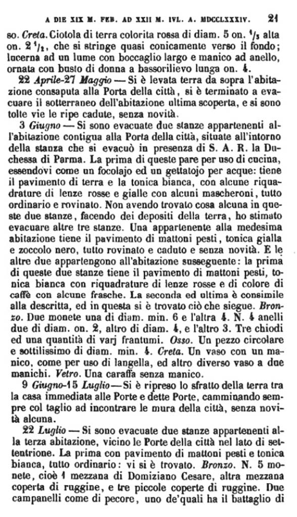 Copy of Pompeianarum Antiquitatum Historia 1, 2, Page 21, April to July 1784.