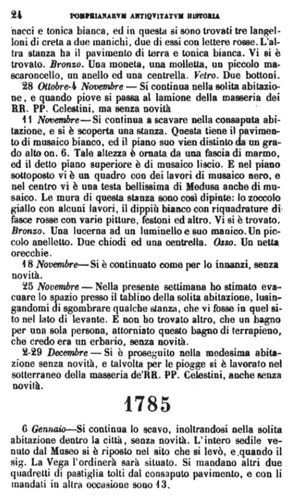 Copy of Pompeianarum Antiquitatum Historia 1, 2, Page 24, October to December 1784.