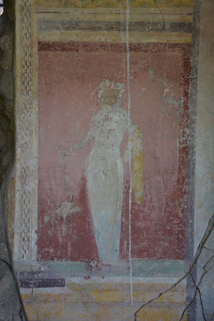 VI.17.41 Pompeii. September 2019. Cubiculum 17, detail from east wall at south end.
Foto Annette Haug, ERC Grant 681269 DCOR.
