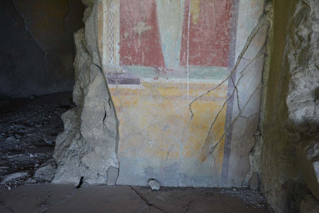 VI.17.41 Pompeii. September 2019. Cubiculum 17, detail of zoccolo on lower east wall at south end.
Foto Annette Haug, ERC Grant 681269 DCOR.
