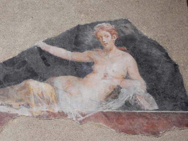 VI.17.42 Pompeii, May 2018. Detail of fresco with Maenad. Photo courtesy of Buzz Ferebee.

