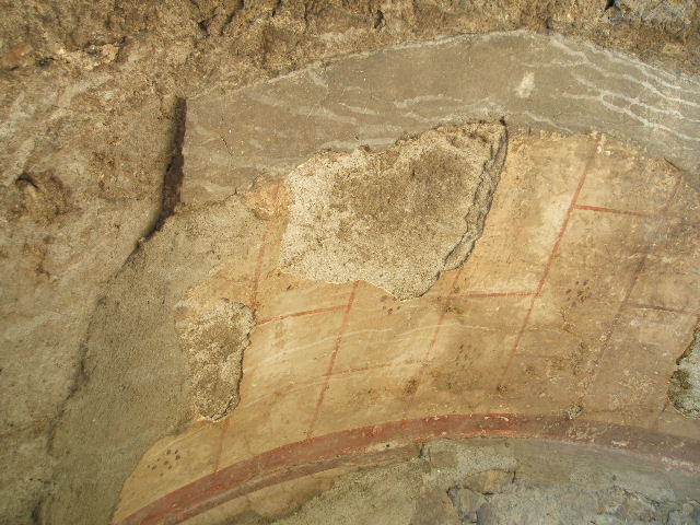 VII.2.7 Pompeii.  Shop.  December 2007.  Stone staircase and arched recess on north wall.