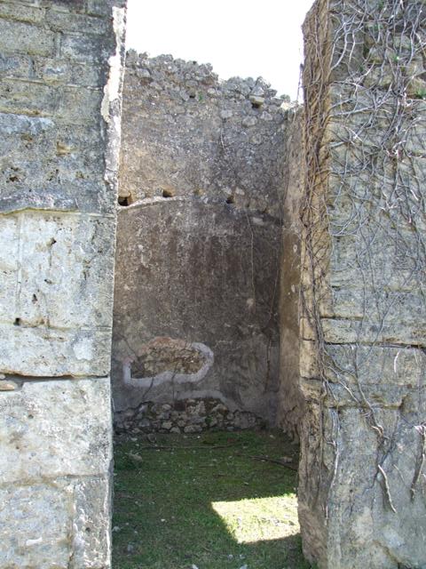 VII.2.20 Pompeii. March 2009. Doorway to Room 6. Ala. East wall.