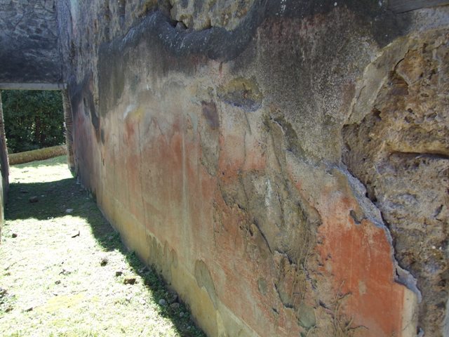 VII.2.20 Pompeii. March 2009. Room 10, north wall with remains of structure, possibly a wooden staircase.