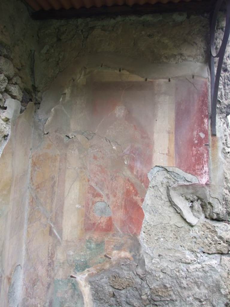 VII.2.20 Pompeii. December 2007. Tablinum 13, remains of wall painting in north-west corner of tablinum.