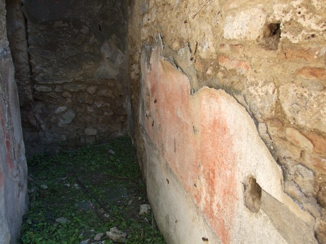 VII.3.29 Pompeii.  March 2009.  Room 15.  East wall of Kitchen, with downpipe in south east corner.