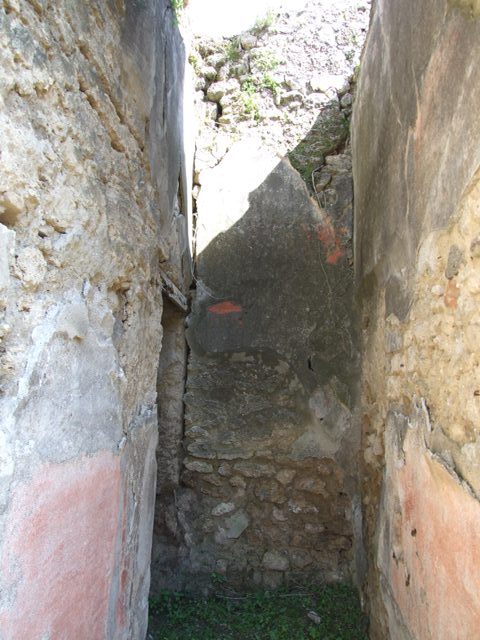 VII.3.29 Pompeii.  March 2009.  Room 16, in foreground, Stairs to upper floor. Iin background, small door from Kitchen to area under stairs.