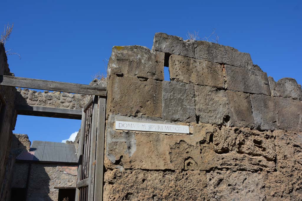 VII.3.29 Pompeii. October 2019. Detail from upper front faade on east side of entrance doorway.
Foto Annette Haug, ERC Grant 681269 DCOR.

