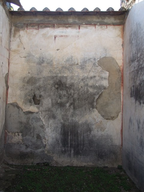 VII.4.31 Pompeii.  March 2009. Room 29.  Apsidal Exedra  North wall. Remains of wall apinting.