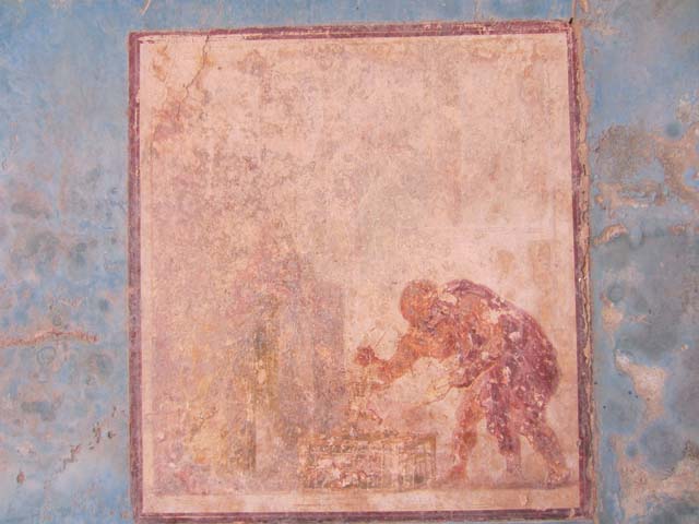 VII.4.31 Pompeii. March 2009. Room 16. Upper wall in south east corner. Painted decoration.