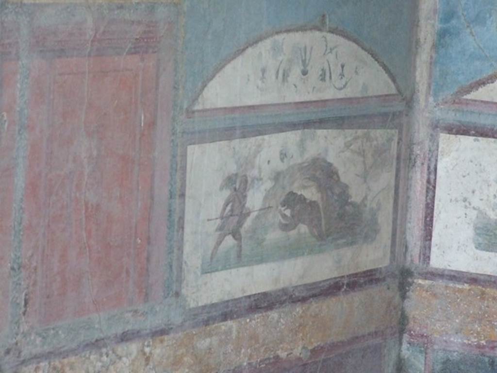 VII.4.48 Pompeii.  December 2007. Room 11. Detail from East wall of Tablinum.