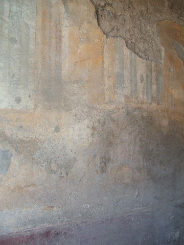 VII.4.48 Pompeii. December 2007. Room 14. Cubiculum. North wall.
Centre painting of Aphrodite fishing, or Venus Pescatrice.