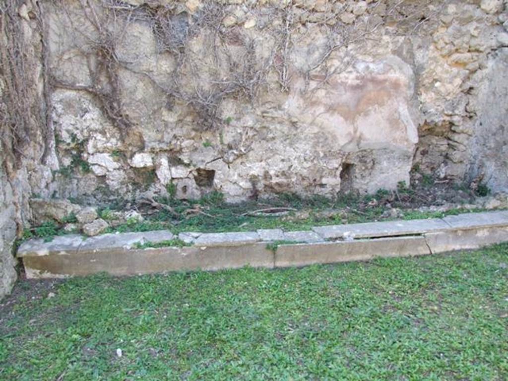 VII.4.56 Pompeii.  March 2009.  Room 9. Tablinum.  Cupboard base along base of West wall.