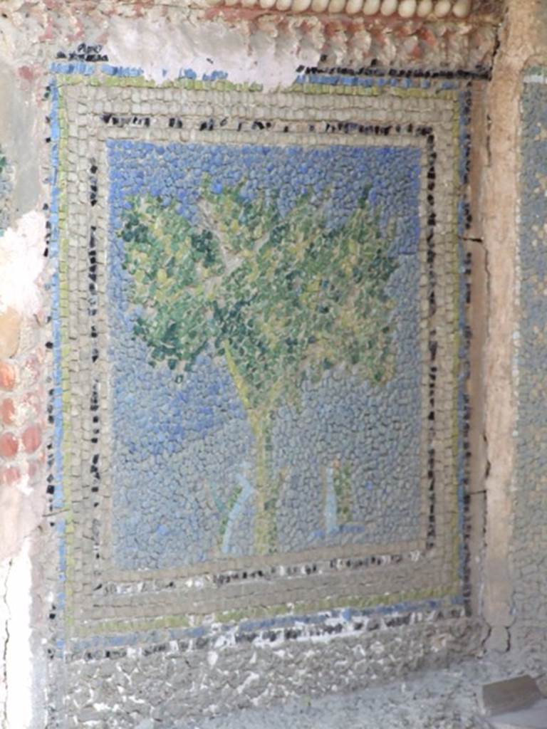VII.4.56 Pompeii.  March 2009. East side of niche in greater detail showing a tree.