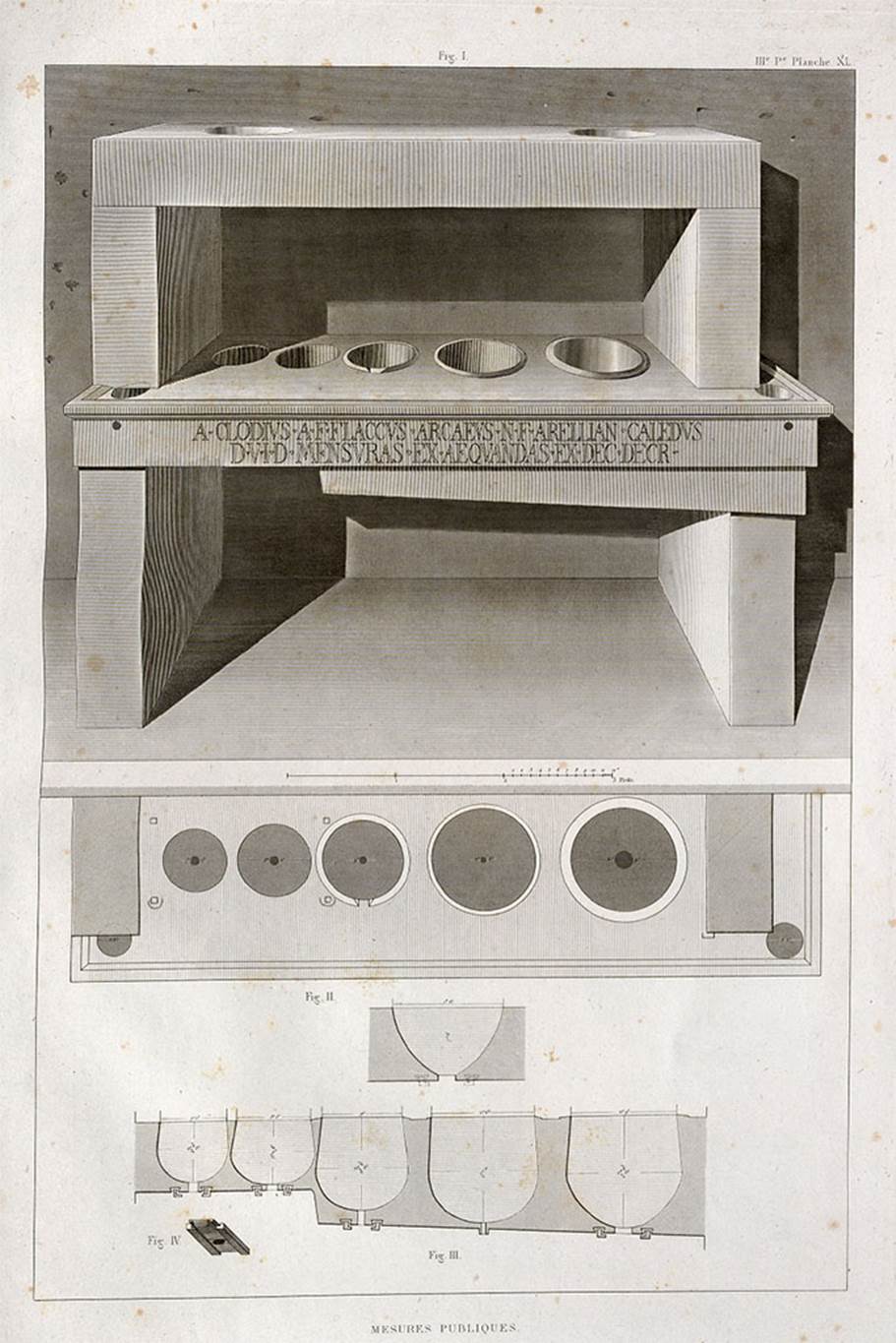 VII.7.31 Pompeii. 1829 drawing of mensa ponderaria.
See Mazois, F., 1829. Les Ruines de Pompei: Troisième Partie. Paris: Didot Frères, pl. XL. 
