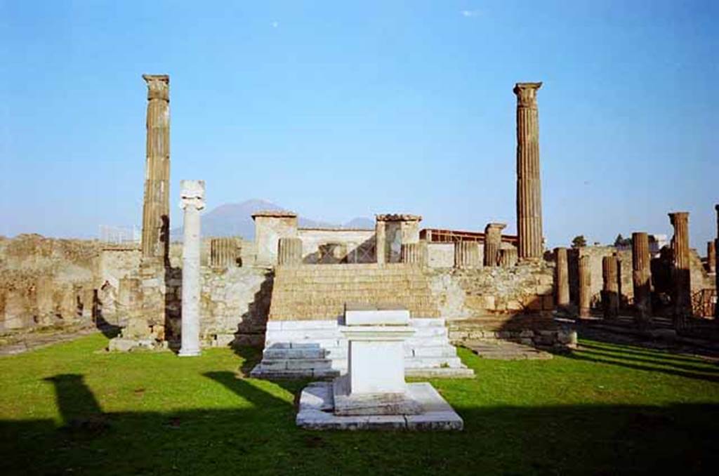 VII.7.32 Pompeii. 1944. Looking north across altar towards temple podium. Photo courtesy of Rick Bauer.
