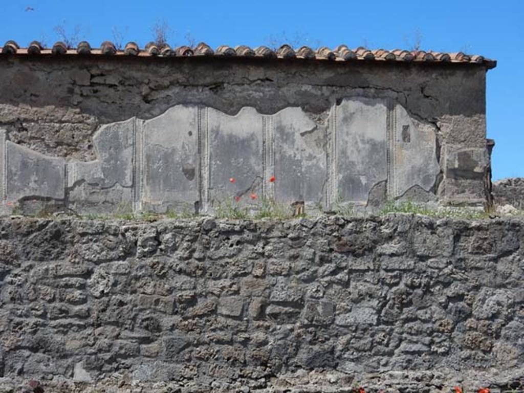 VII.7.32 Pompeii. May 2018. Detail from north end of east side of cella. Photo courtesy of Buzz Ferebee.