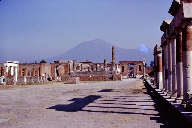 VII.8 Pompeii Forum. May 2010. Looking north along the east side.