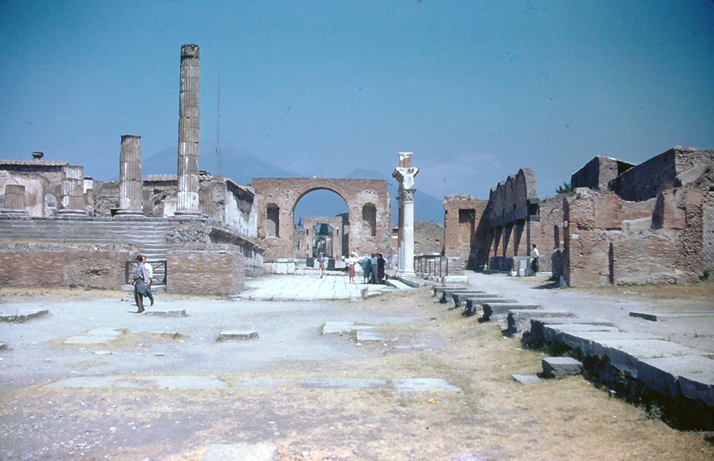 VII.8 Pompeii. September 1958. Looking north along east side of Forum. Photo courtesy of Rick Bauer.