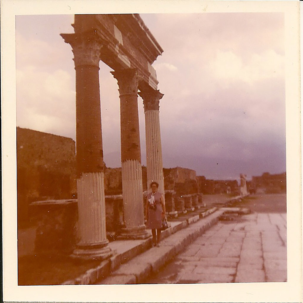 VII.8 Pompeii Forum. 1970s. Looking south along the east side of the Forum.