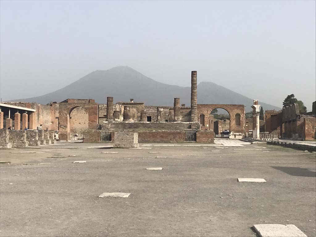 VII.8.1 Pompeii. April 2019. Looking north across the forum towards the temple. Photo courtesy of Rick Bauer.
