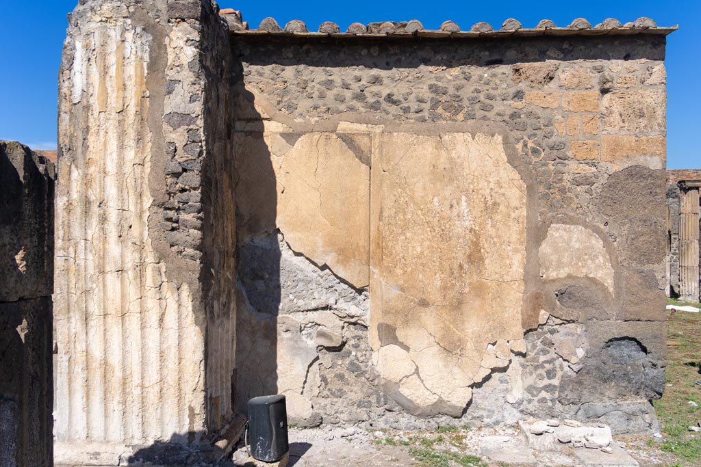 VII.8.01 Pompeii. September 2018. Looking north across paving on west side of podium.
Foto Anne Kleineberg, ERC Grant 681269 DÉCOR.
