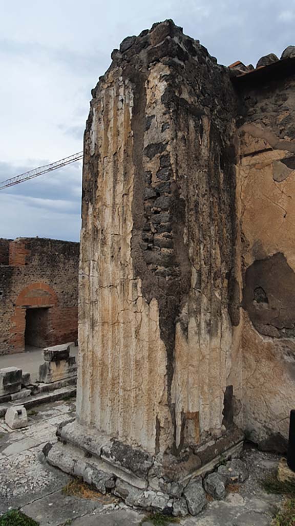 VII.8.01 Pompeii. July 2017. Detail of column.
Foto Anne Kleineberg, ERC Grant 681269 DÉCOR.
