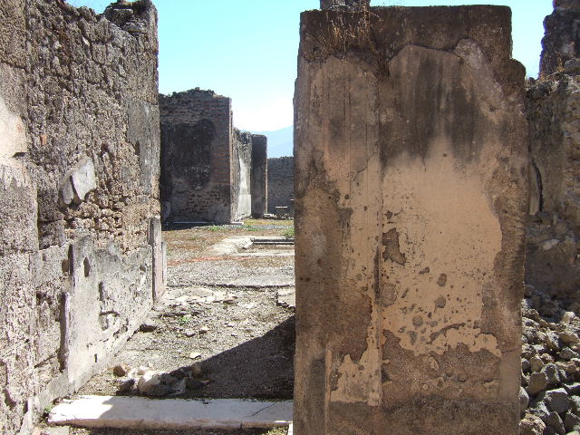 VII.9.47 Pompeii.  March 2009.  White marble step into entrance vestibule.