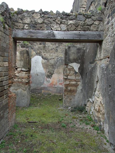VII.11.14 Pompeii. March 2009. Room 1. Passageway, looking towards West wall of Garden area “A” and Rooms 5 and 6.
