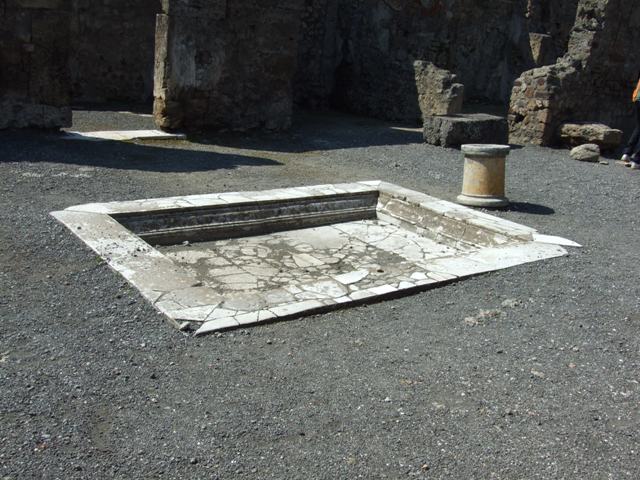 VII.14.9 Pompeii. March 2009. Room 4, east wall of Oecus, with doorway from tablinum.