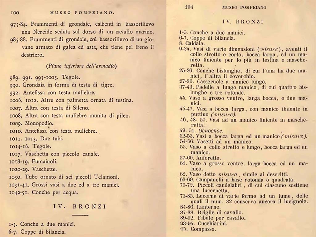 VIII.1.4 Pompeii Antiquarium. Fiorelli, G., 1877. Guida di Pompei. (p.100). Fiorelli, G., 1897. Guida di Pompei, (p.104).