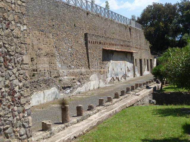 VIII.1.a Pompeii. Villa Imperiale. December 2007. North side of the portico. Painted plaster at the east end.
