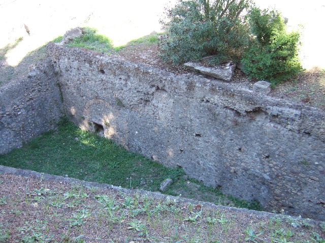 VIII.1.a Pompeii. December 2007. North end of portico. Painted plaster.