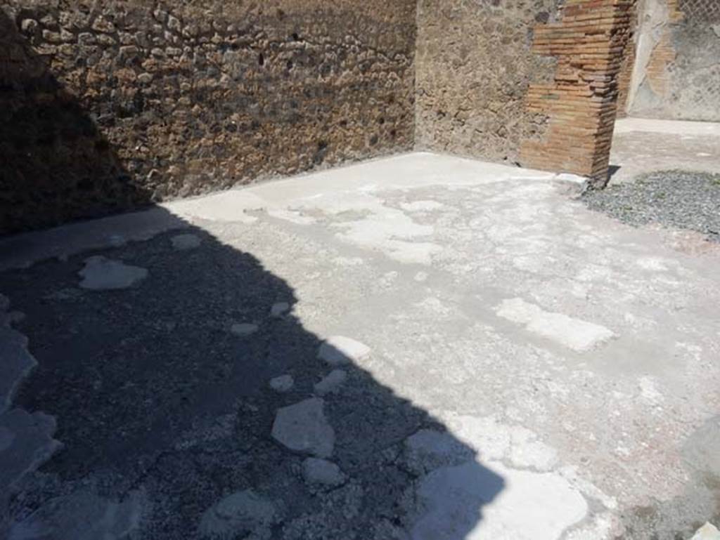 VIII.2.3 Pompeii. May 2018. Flooring in north-east corner of room in centre of north side of atrium. The doorway on the right leads into another room in the north-east corner. Photo courtesy of Buzz Ferebee.

