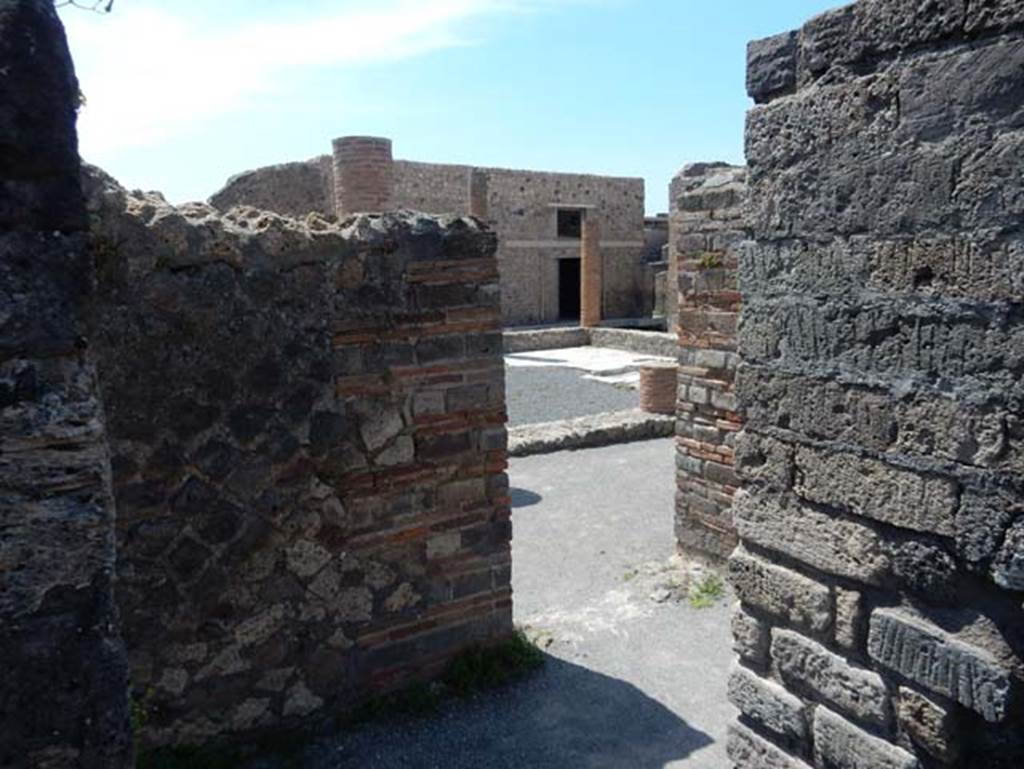 VIII.2.14 Pompeii. May 2018. Looking north-west from rear room/corridor across passageway to peristyle. Photo courtesy of Buzz Ferebee.
