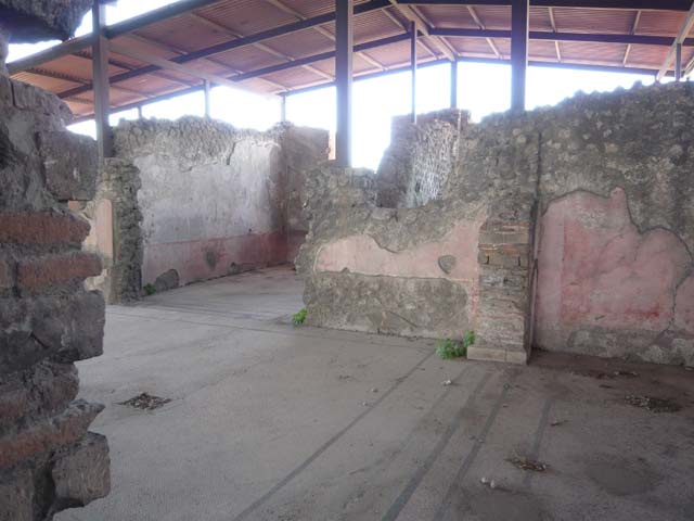 VIII.2.23 Pompeii.December 2005. Looking north across mosaic floor of exedra, from VIII.2.22.