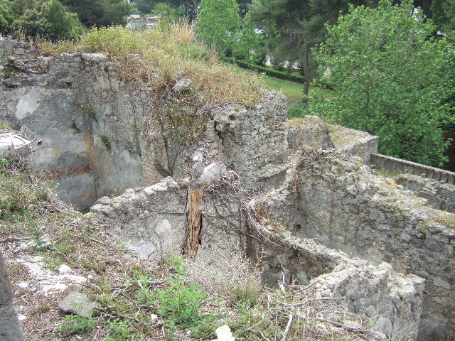 VIII.2.34 Pompeii. May 2006. Painted wall decoration in lower rear room.